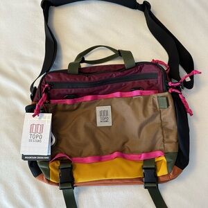 Topo Designs Mountain Cross Bag Burgundy/Pink/Khaki